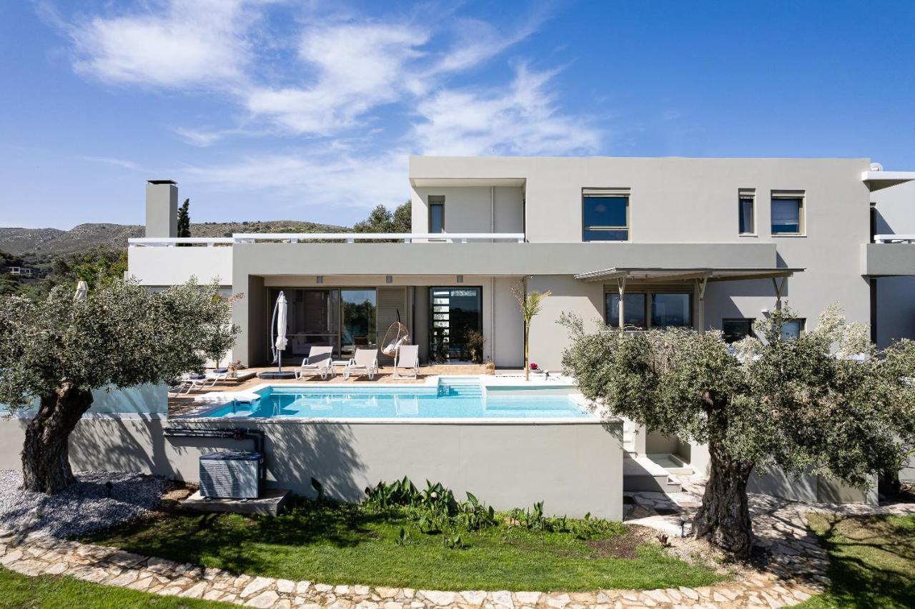 Rizes Villa With Jacuzzi & Heated Pool Agia Triada Bagian luar foto