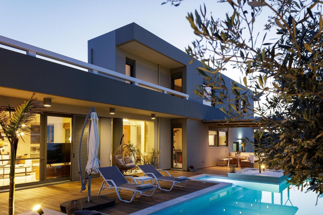 Rizes Villa With Jacuzzi & Heated Pool Agia Triada Bagian luar foto